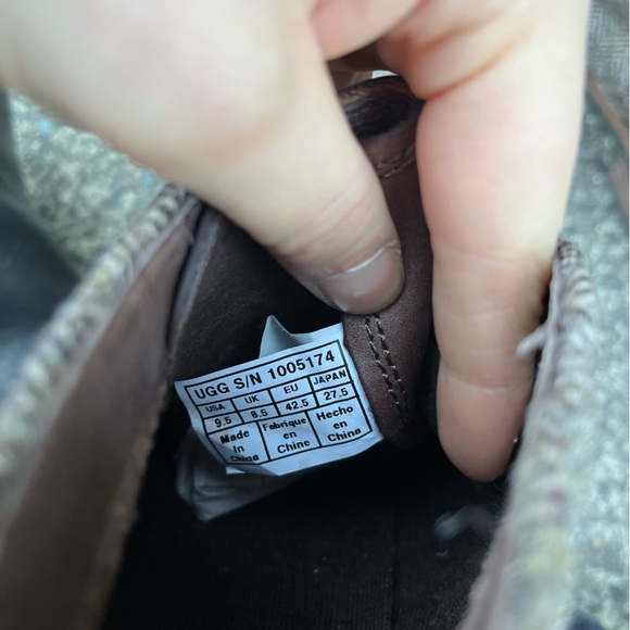 UGG Mens Brown Leather Brompton Grizzy Tweed Lace Up Chukka Boots - Picture 7 of 7